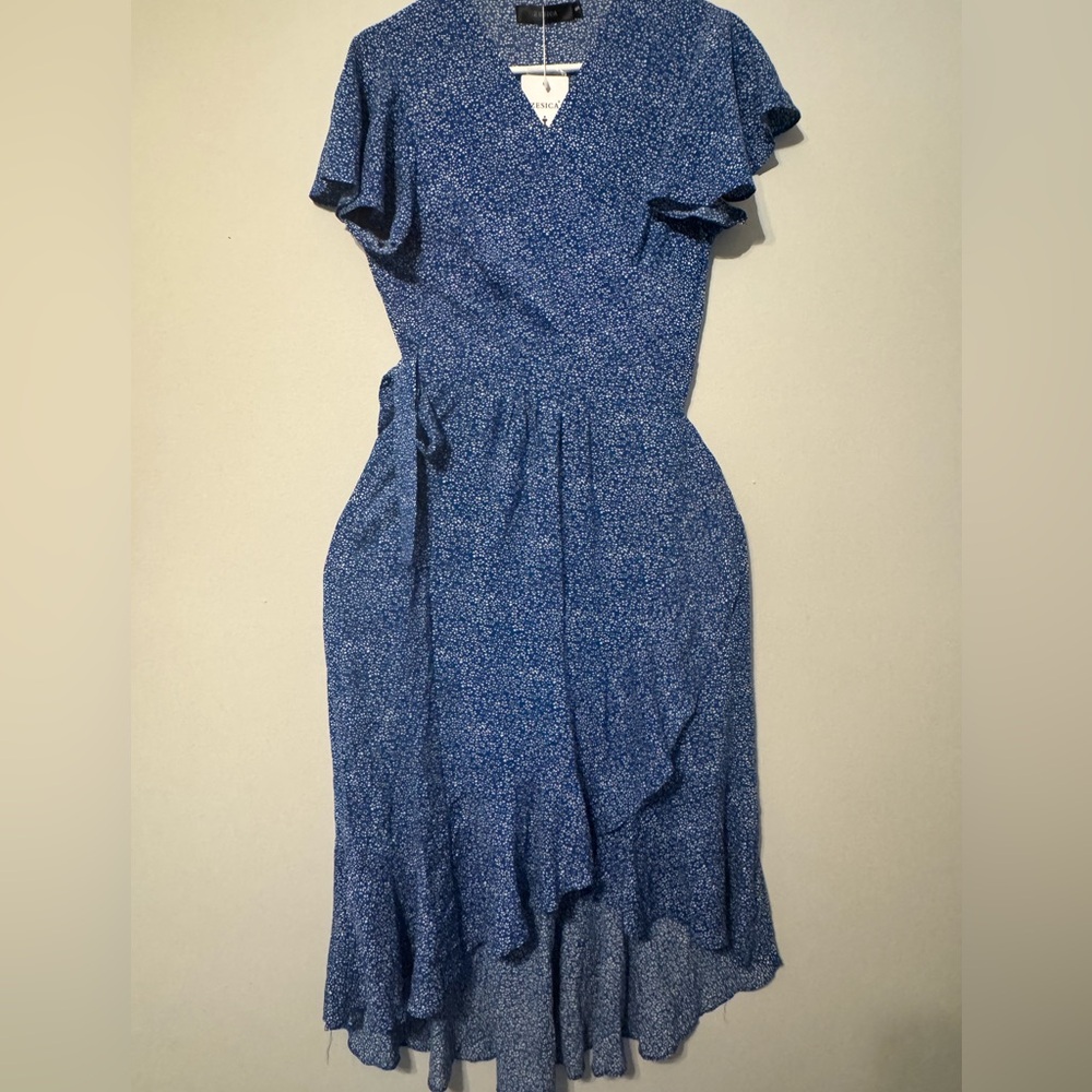 Elegant Blue Floral Dress